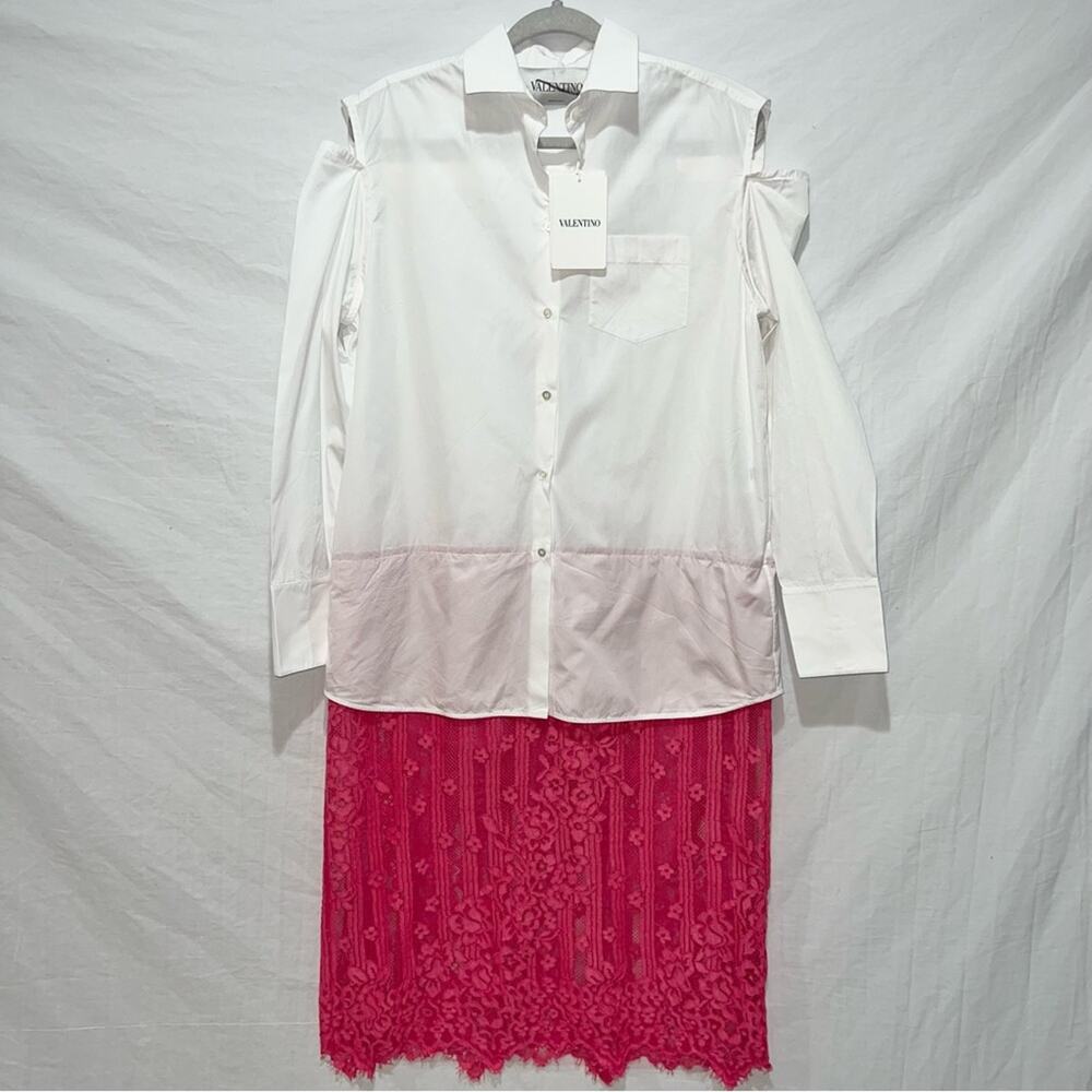 Valentino Lace Hem Shirt Dress